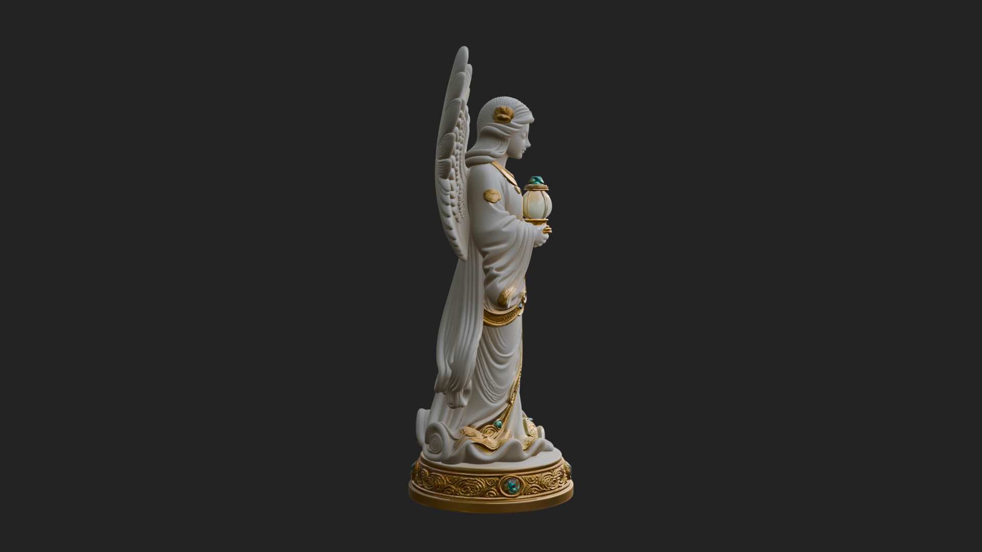 Winged Angel Woman Statue Design 18 3D Print Model 3D Model