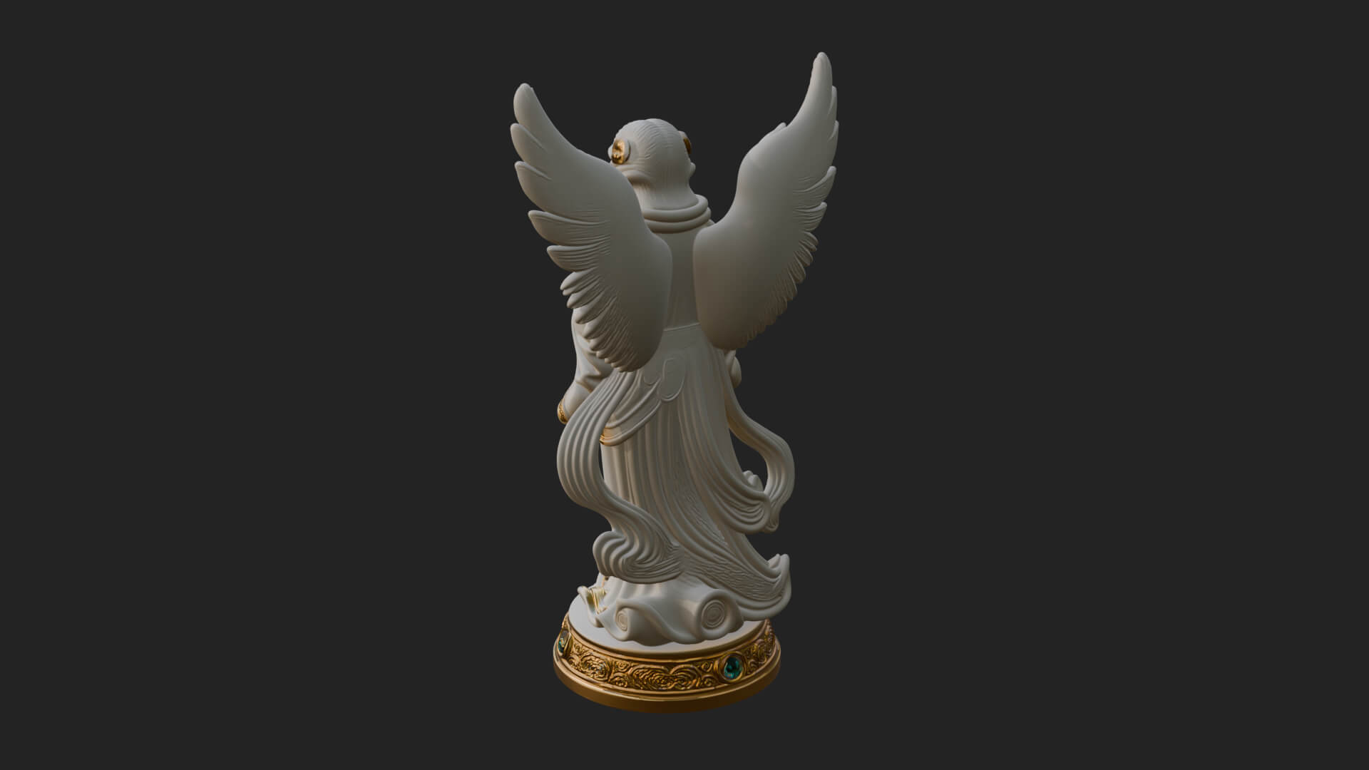 Winged Angel Woman Statue Design 18 3D Print Model 3D Model