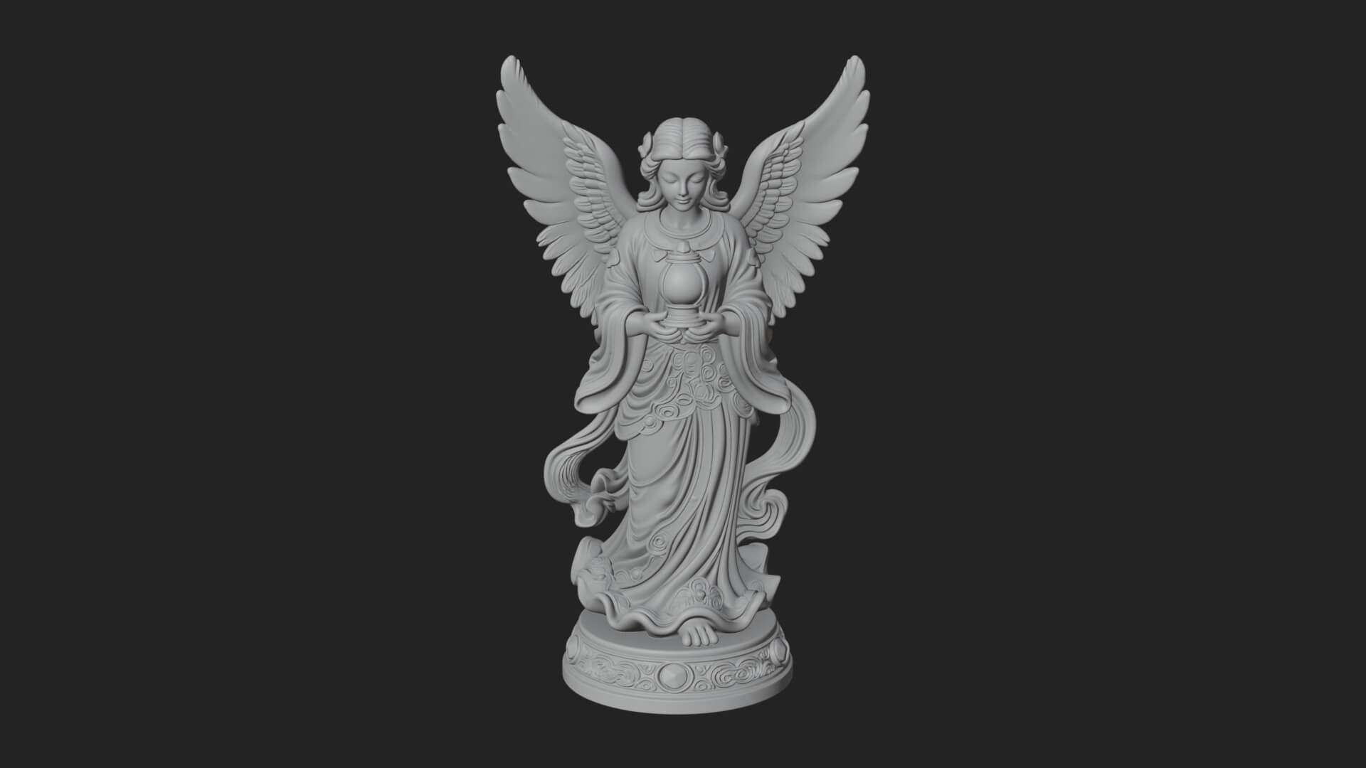 Winged Angel Woman Statue Design 18 3D Print Model 3D Model