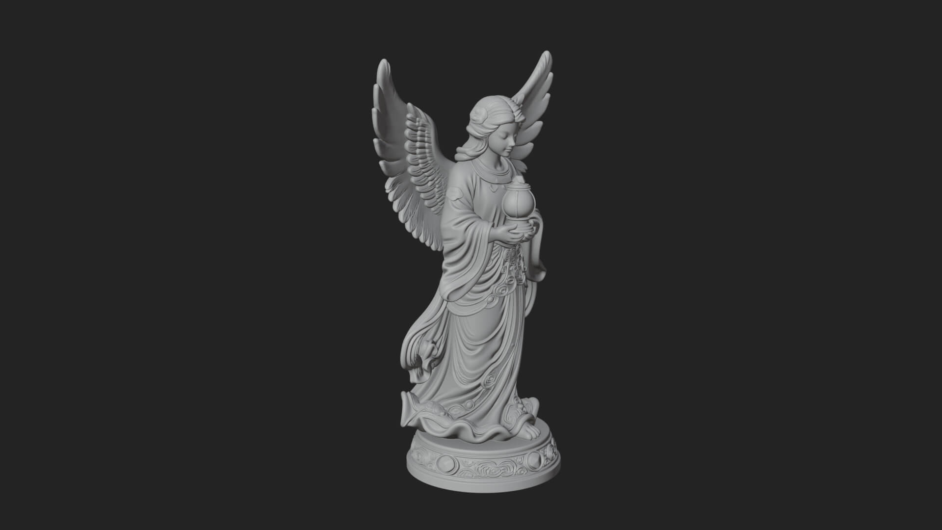 Winged Angel Woman Statue Design 18 3D Print Model 3D Model