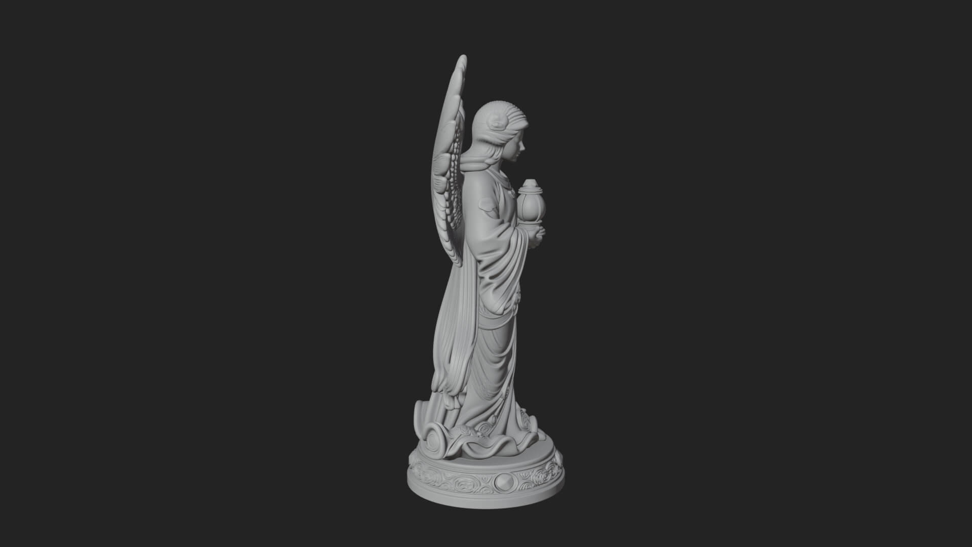 Winged Angel Woman Statue Design 18 3D Print Model 3D Model