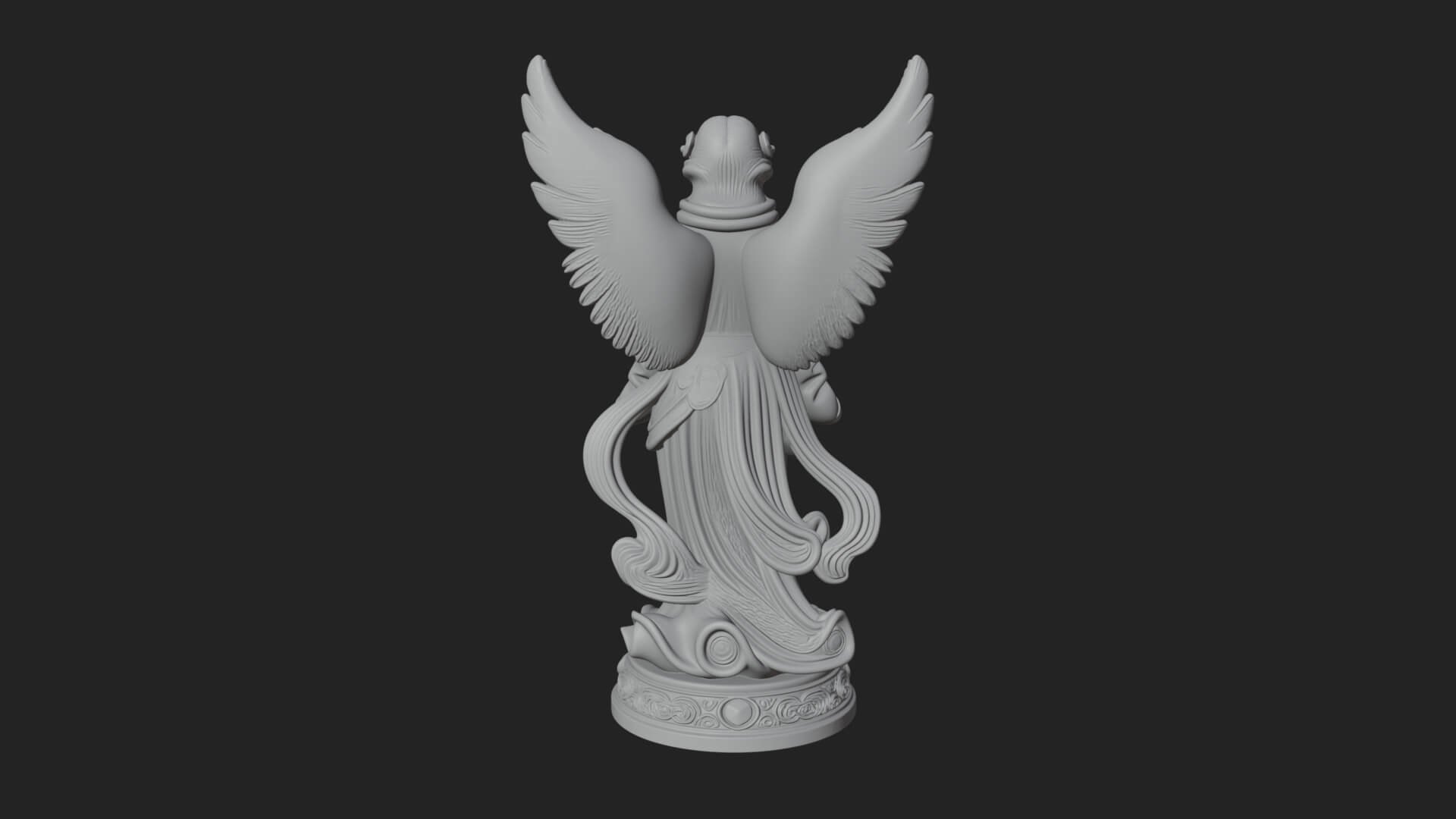 Winged Angel Woman Statue Design 18 3D Print Model 3D Model