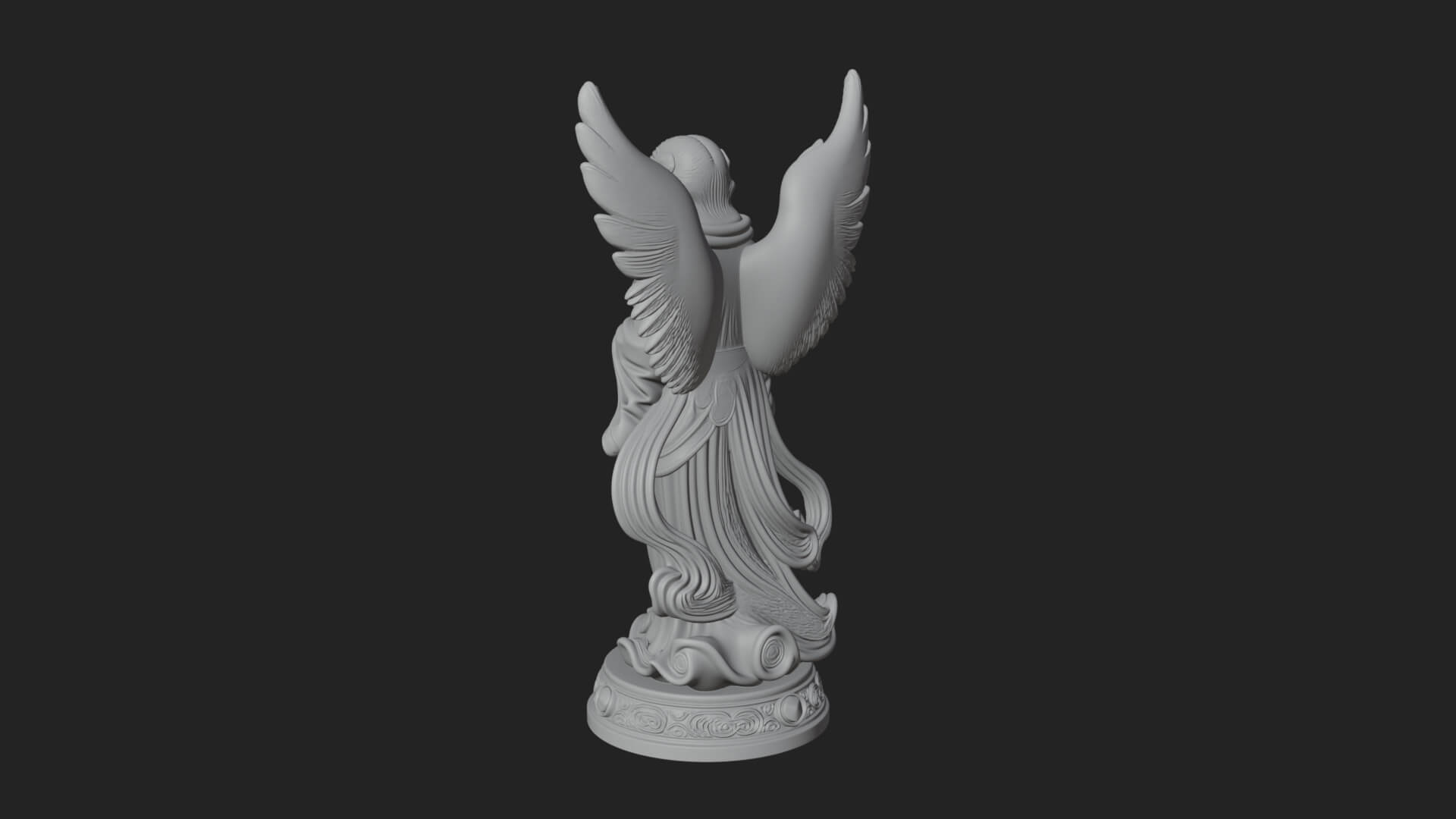 Winged Angel Woman Statue Design 18 3D Print Model 3D Model