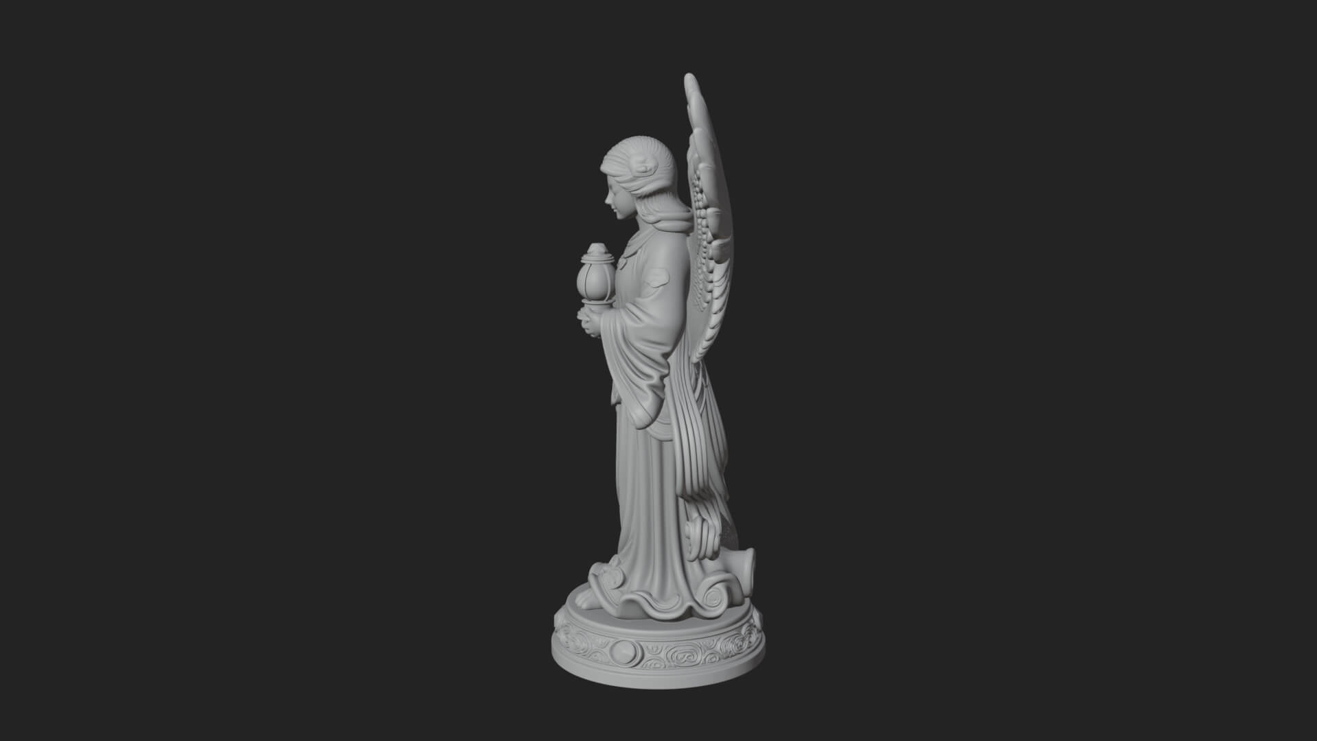 Winged Angel Woman Statue Design 18 3D Print Model 3D Model