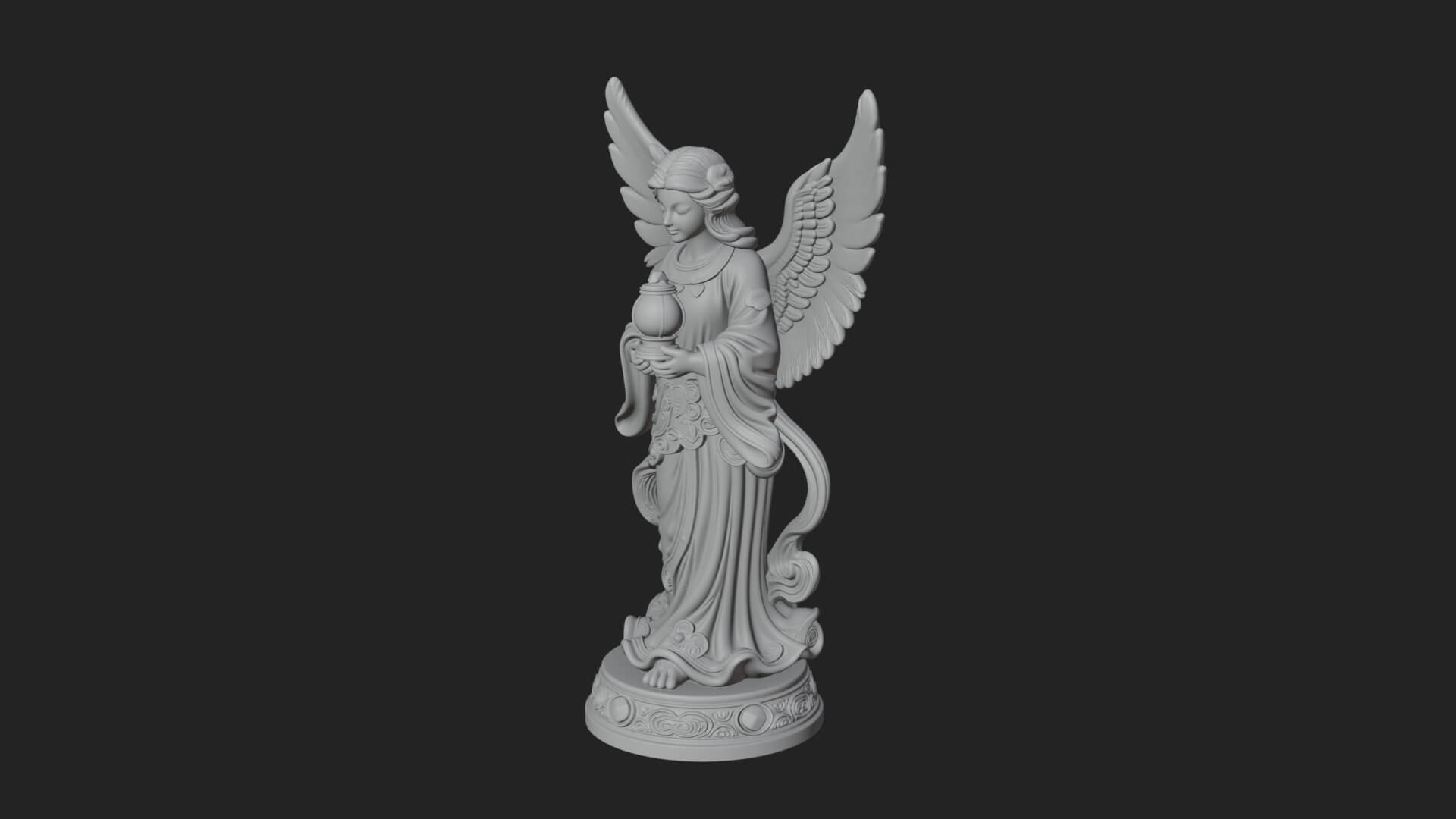 Winged Angel Woman Statue Design 18 3D Print Model 3D Model