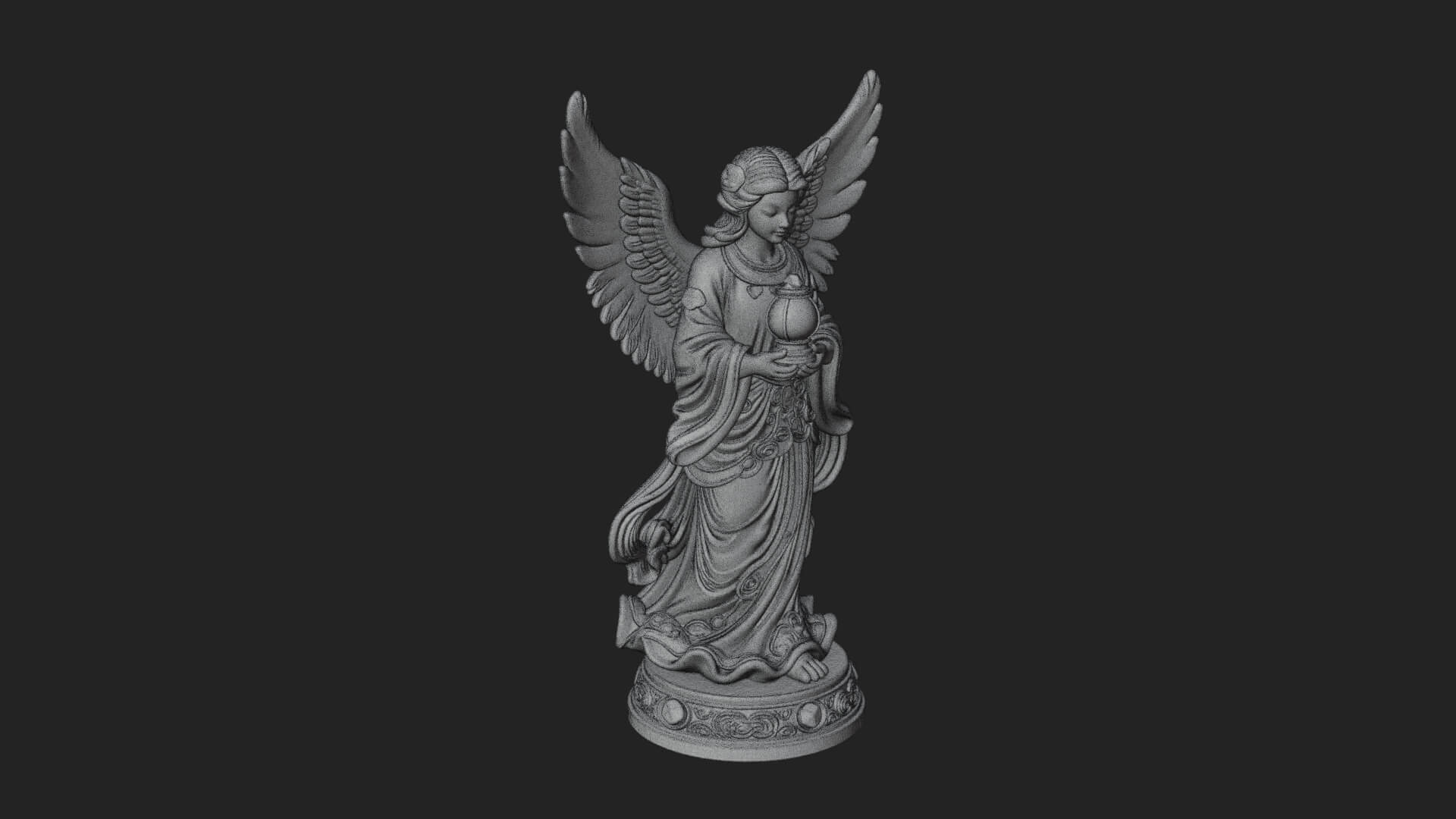 Winged Angel Woman Statue Design 18 3D Print Model 3D Model