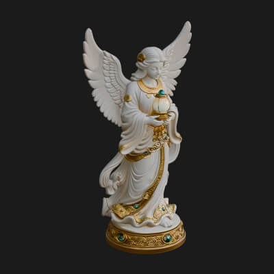 Winged Angel Woman Statue Design 18 3D Print Model