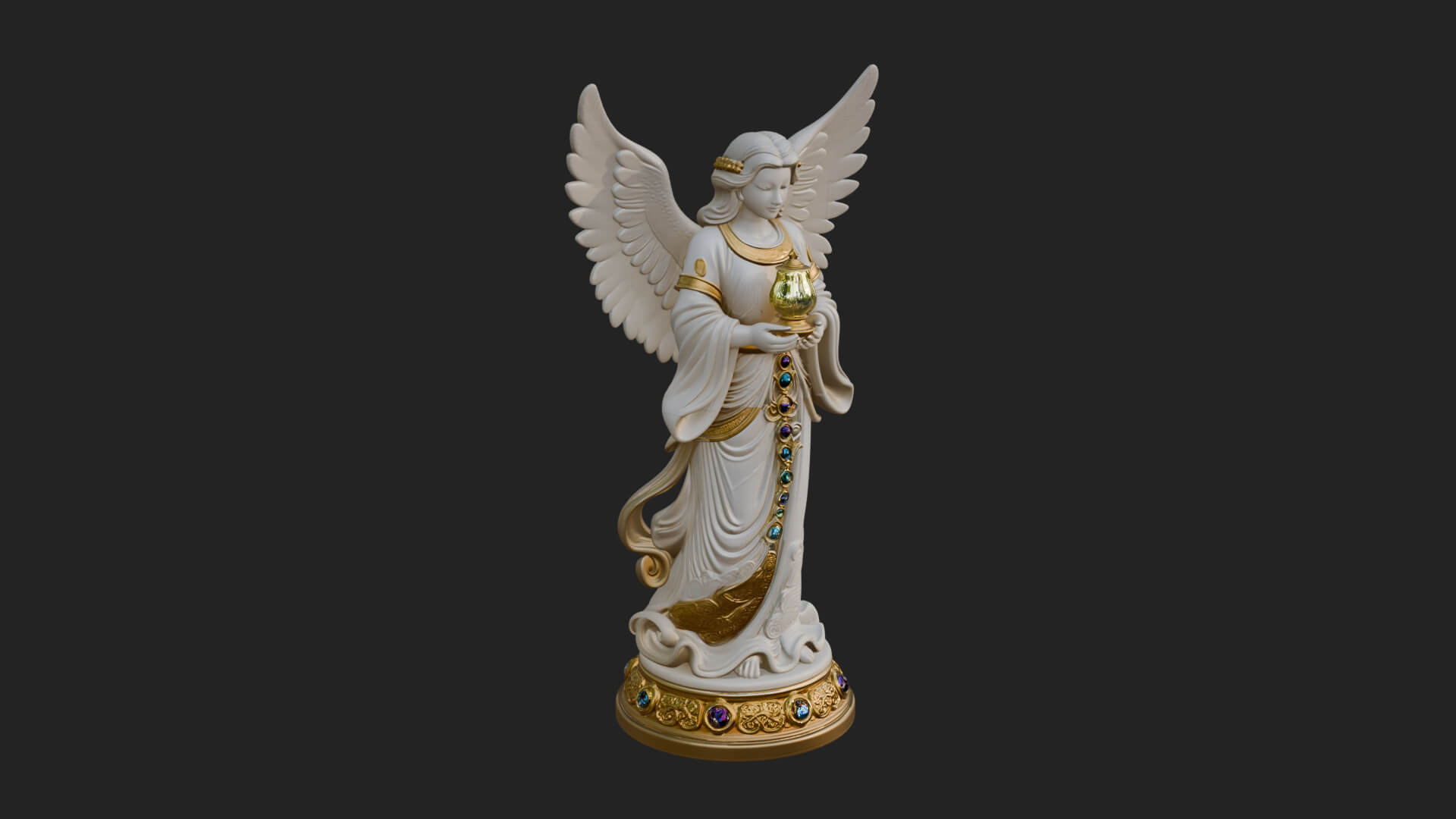 Winged Angel Woman Statue Design 19 3D Print Model 3D Model