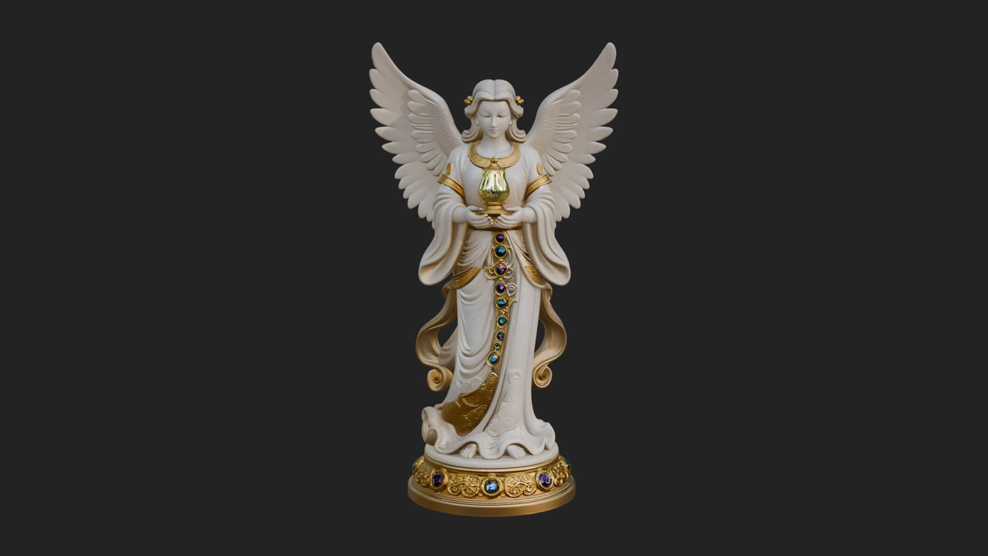 Winged Angel Woman Statue Design 19 3D Print Model 3D Model