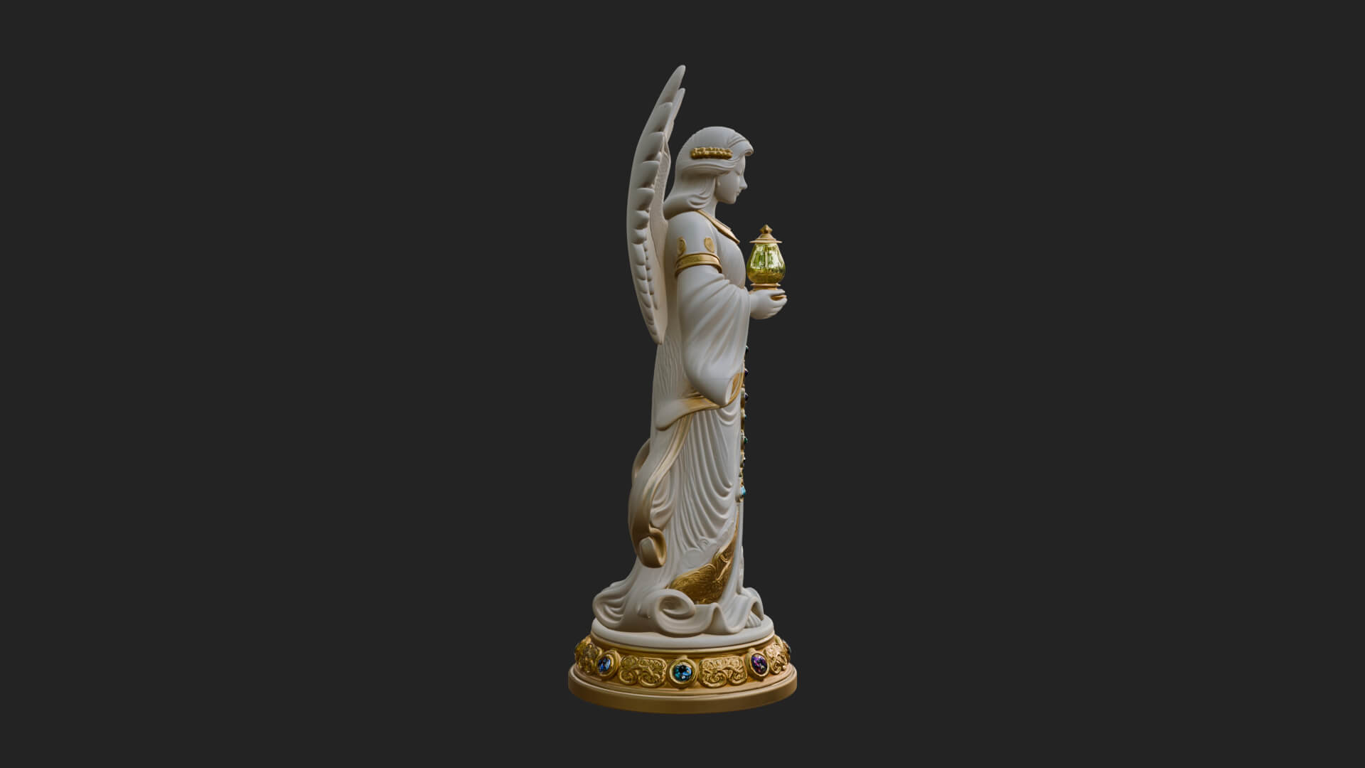 Winged Angel Woman Statue Design 19 3D Print Model 3D Model