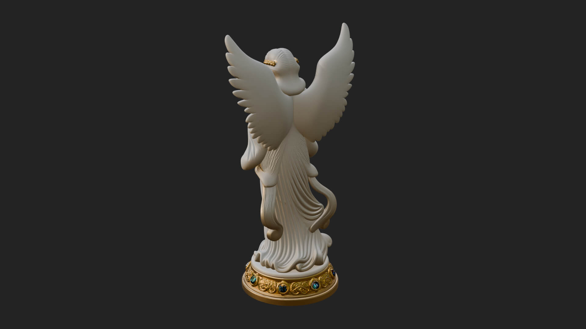 Winged Angel Woman Statue Design 19 3D Print Model 3D Model