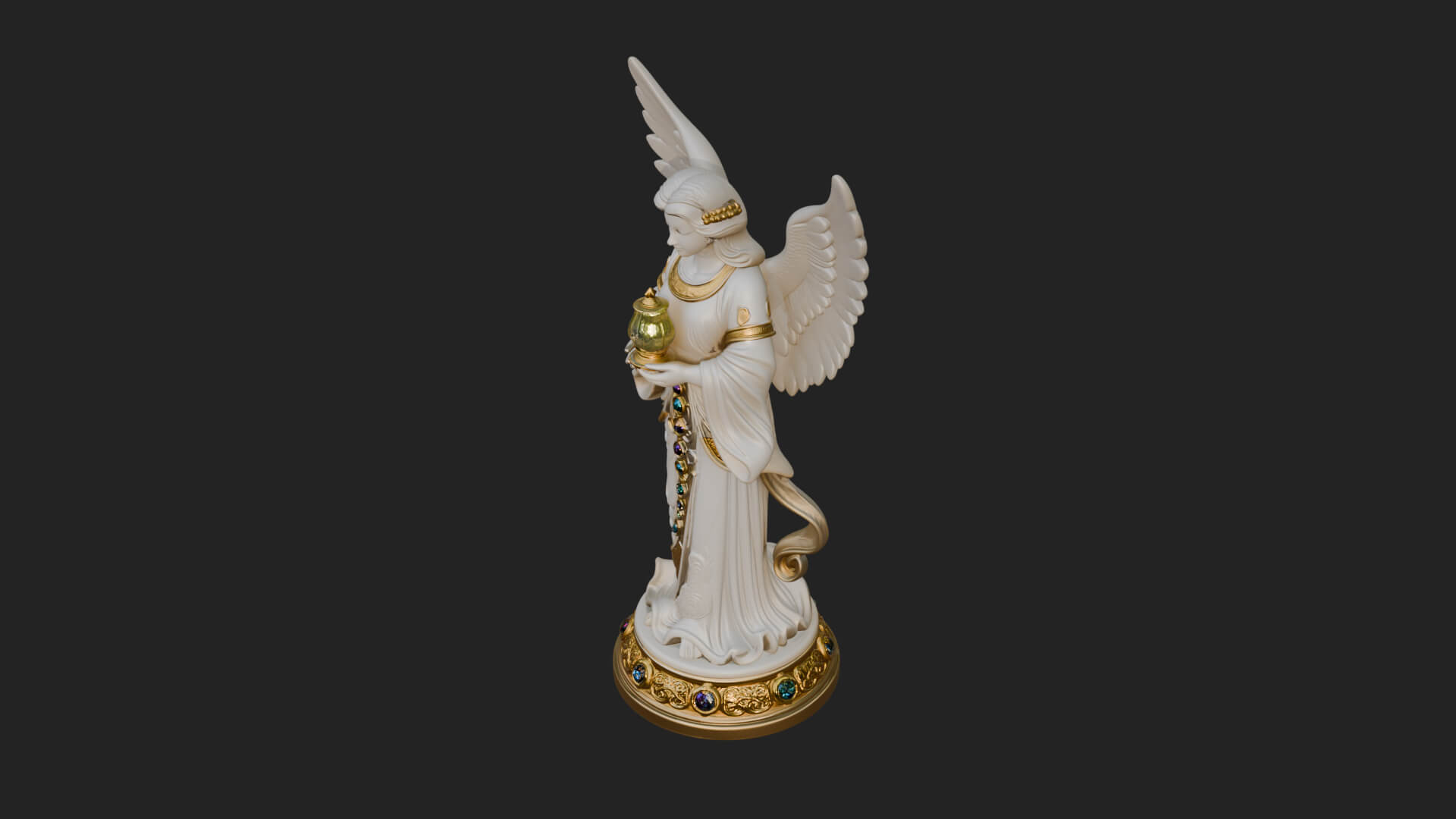 Winged Angel Woman Statue Design 19 3D Print Model 3D Model