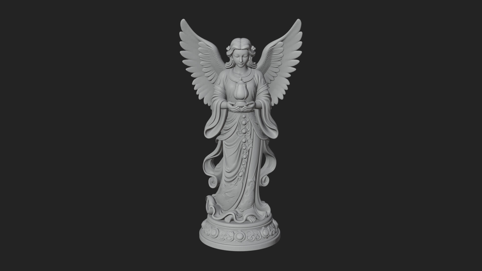 Winged Angel Woman Statue Design 19 3D Print Model 3D Model
