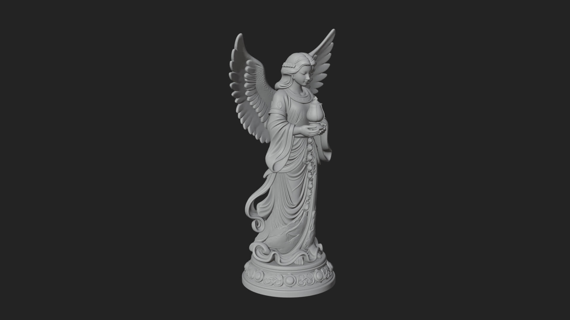 Winged Angel Woman Statue Design 19 3D Print Model 3D Model