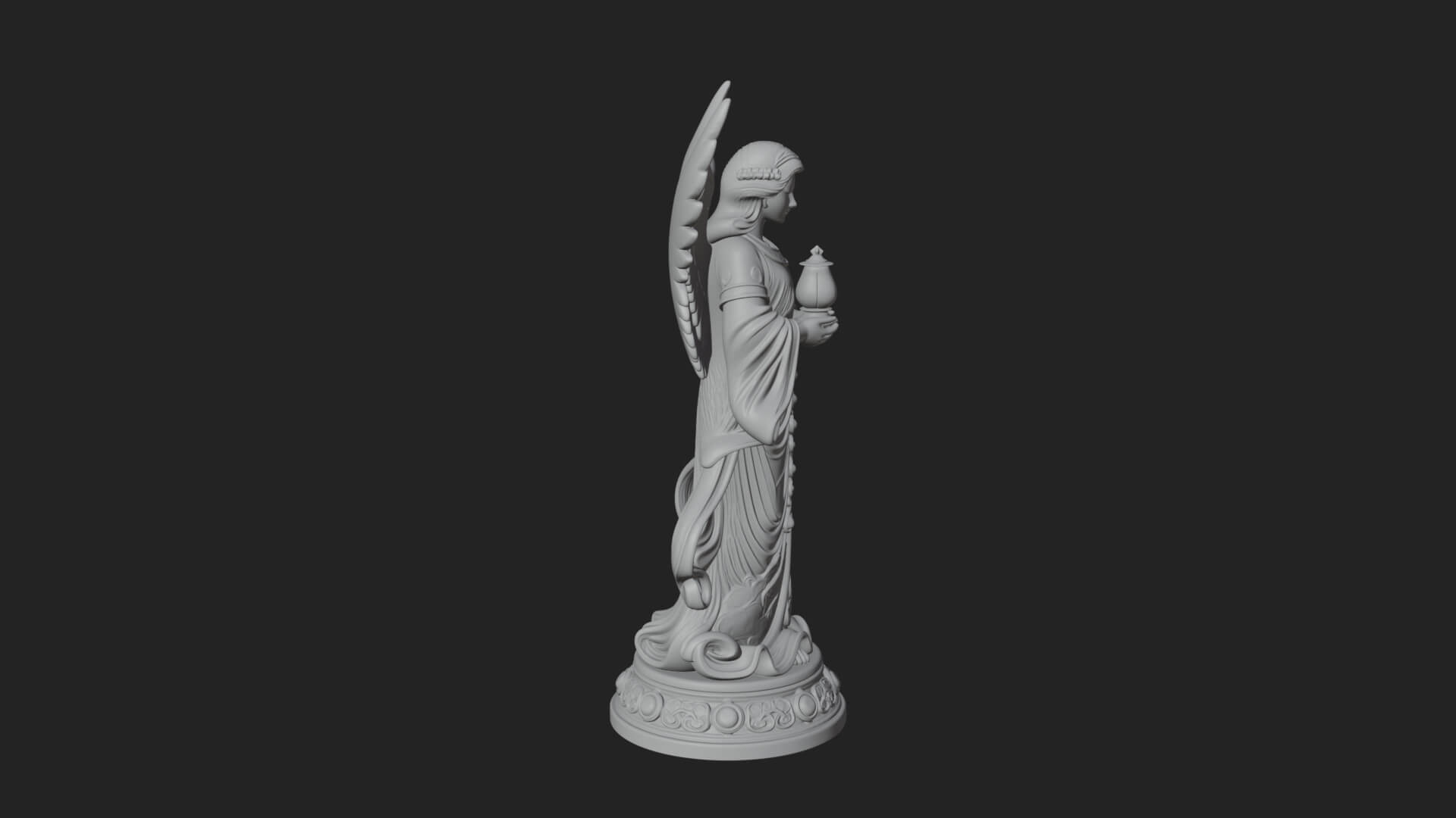 Winged Angel Woman Statue Design 19 3D Print Model 3D Model