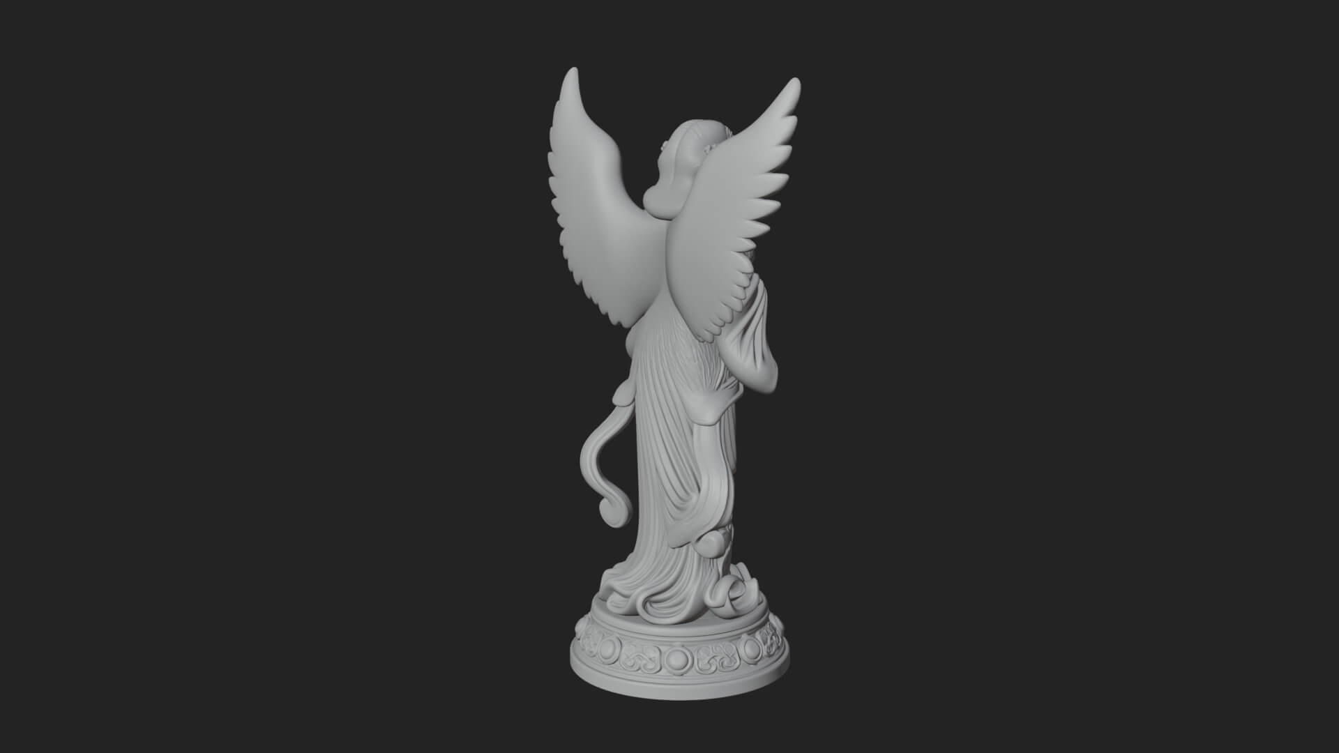Winged Angel Woman Statue Design 19 3D Print Model 3D Model