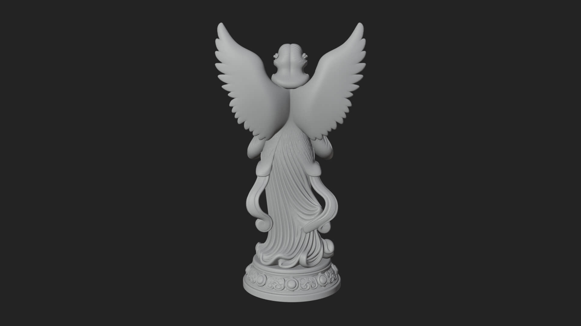 Winged Angel Woman Statue Design 19 3D Print Model 3D Model