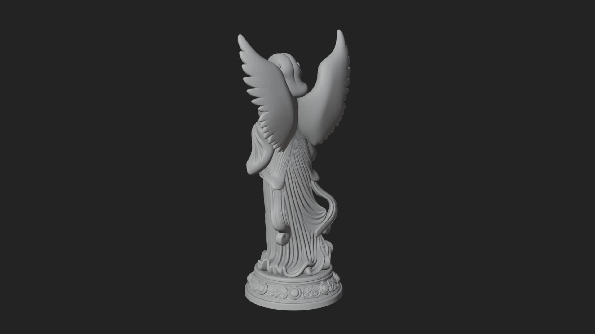 Winged Angel Woman Statue Design 19 3D Print Model 3D Model