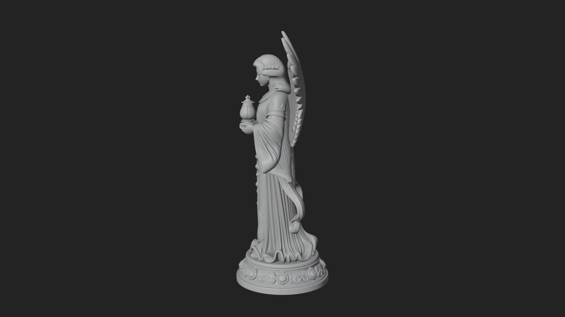 Winged Angel Woman Statue Design 19 3D Print Model 3D Model