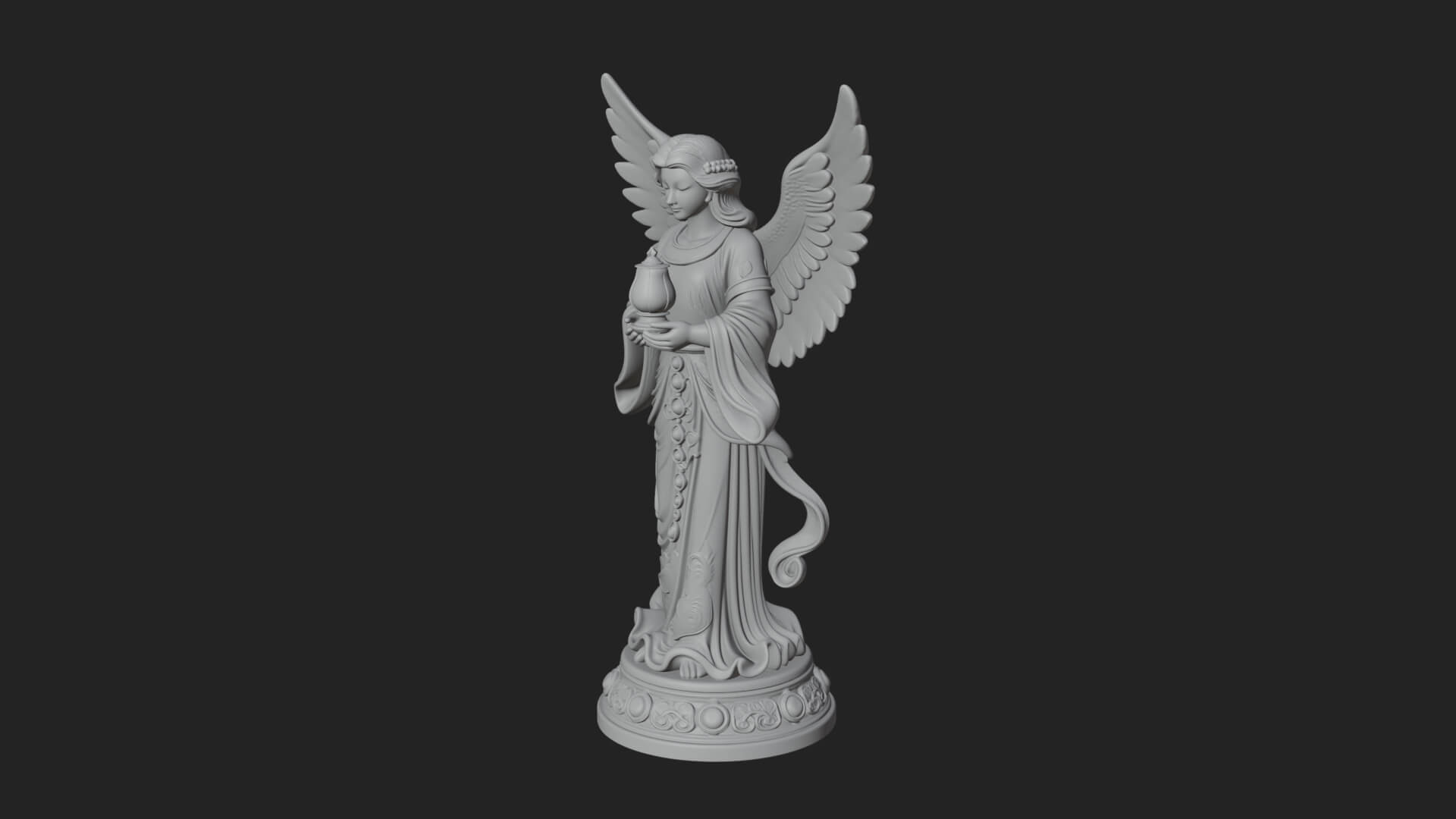 Winged Angel Woman Statue Design 19 3D Print Model 3D Model