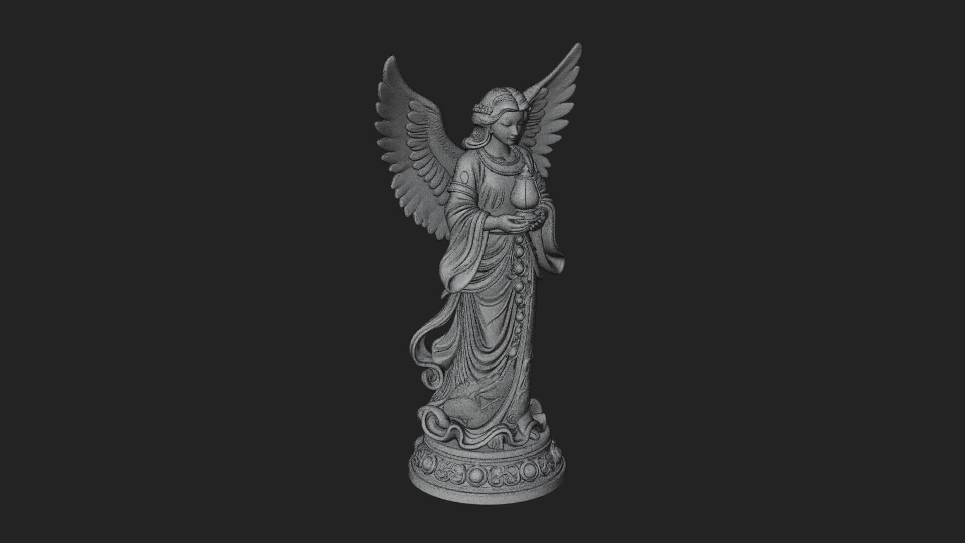 Winged Angel Woman Statue Design 19 3D Print Model 3D Model