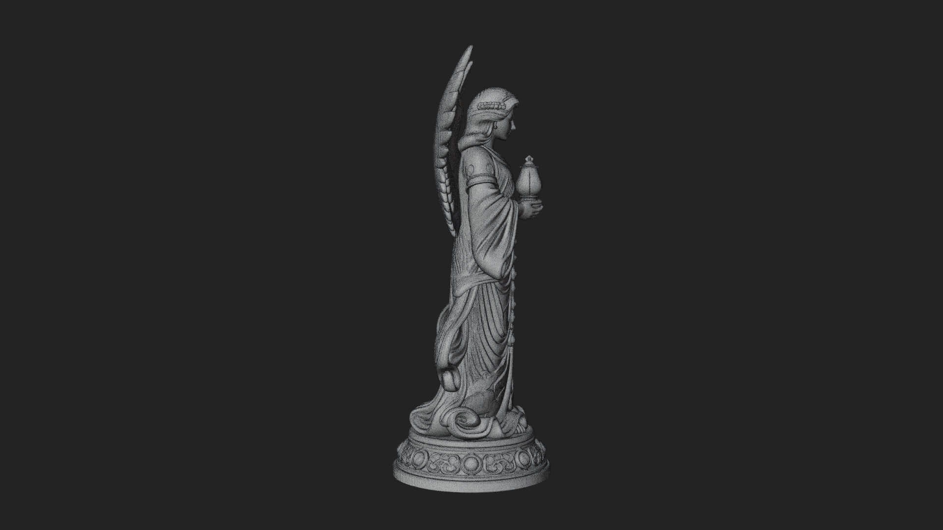 Winged Angel Woman Statue Design 19 3D Print Model 3D Model