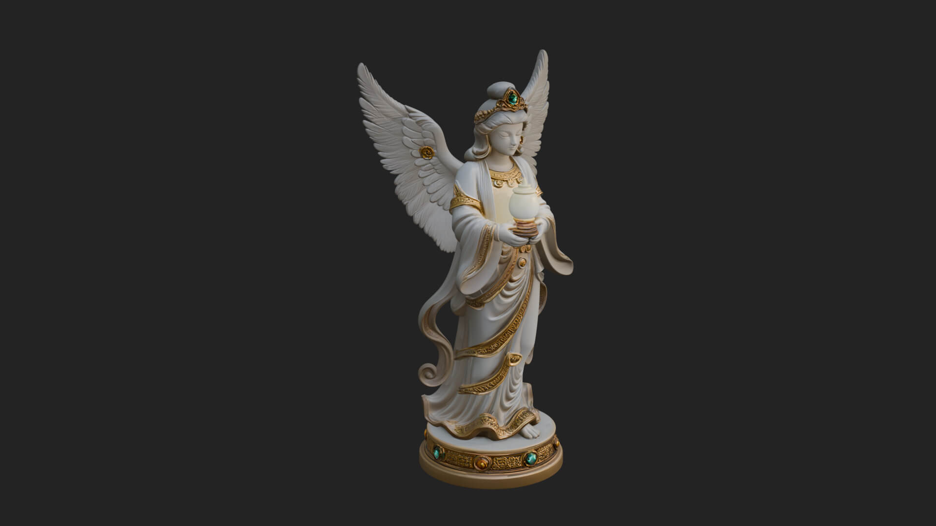 Winged Angel Woman Statue Design 20 3D Print Model 3D Model