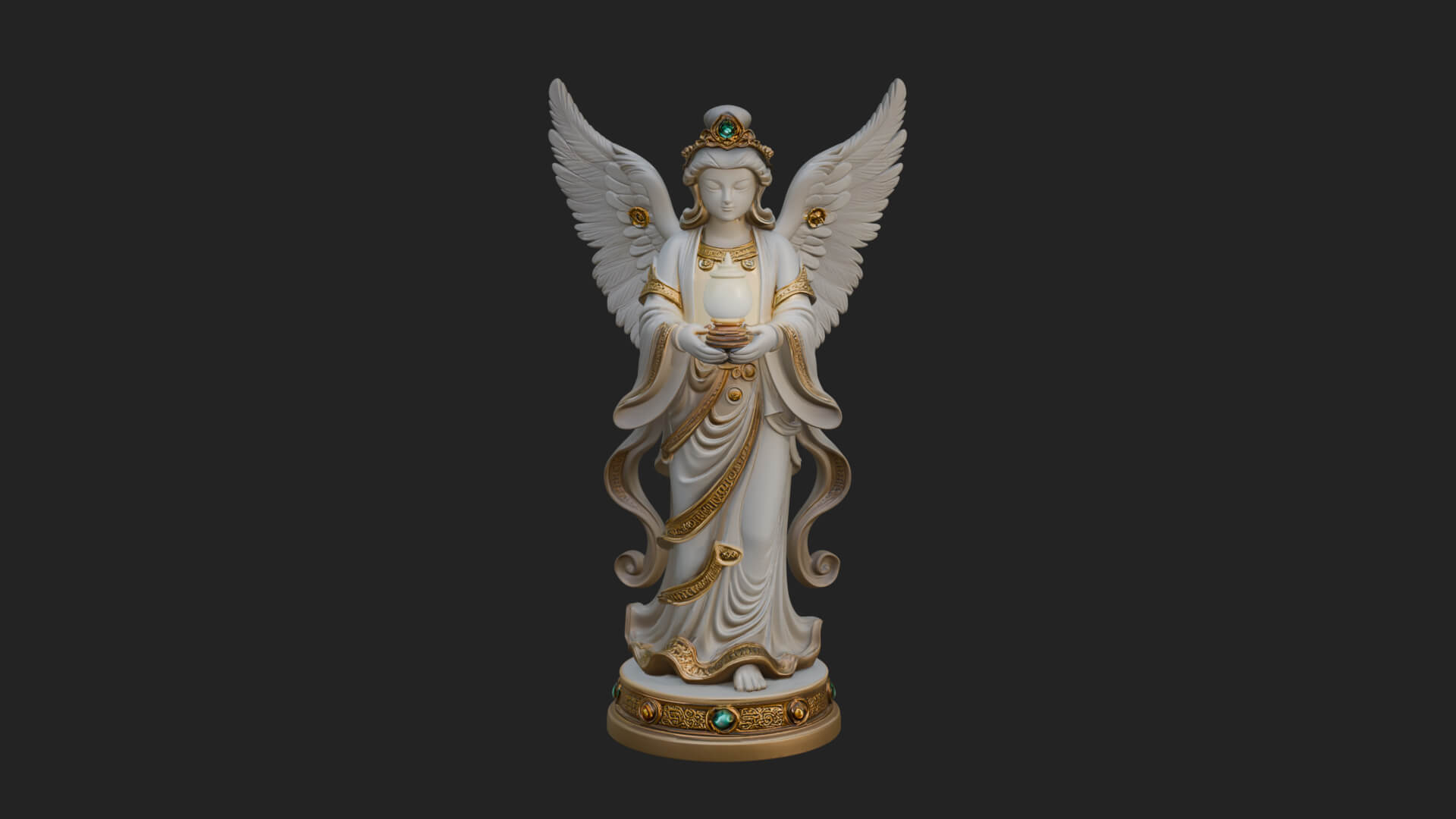 Winged Angel Woman Statue Design 20 3D Print Model 3D Model