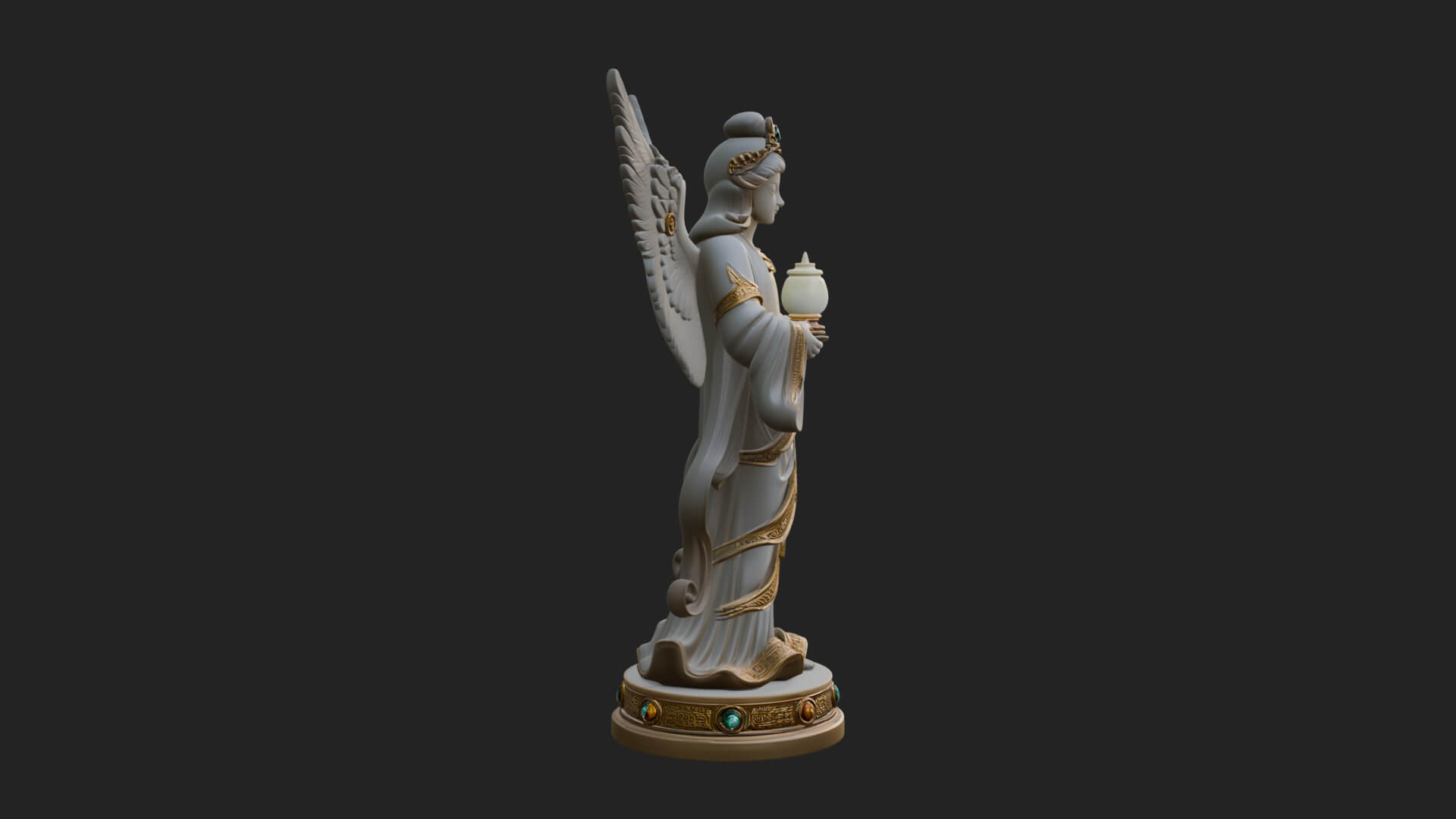 Winged Angel Woman Statue Design 20 3D Print Model 3D Model