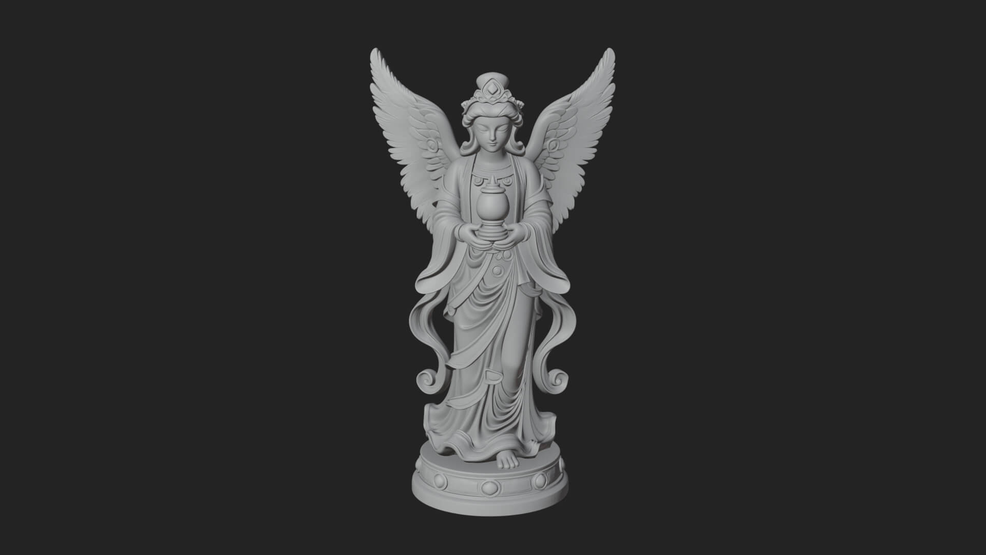Winged Angel Woman Statue Design 20 3D Print Model 3D Model