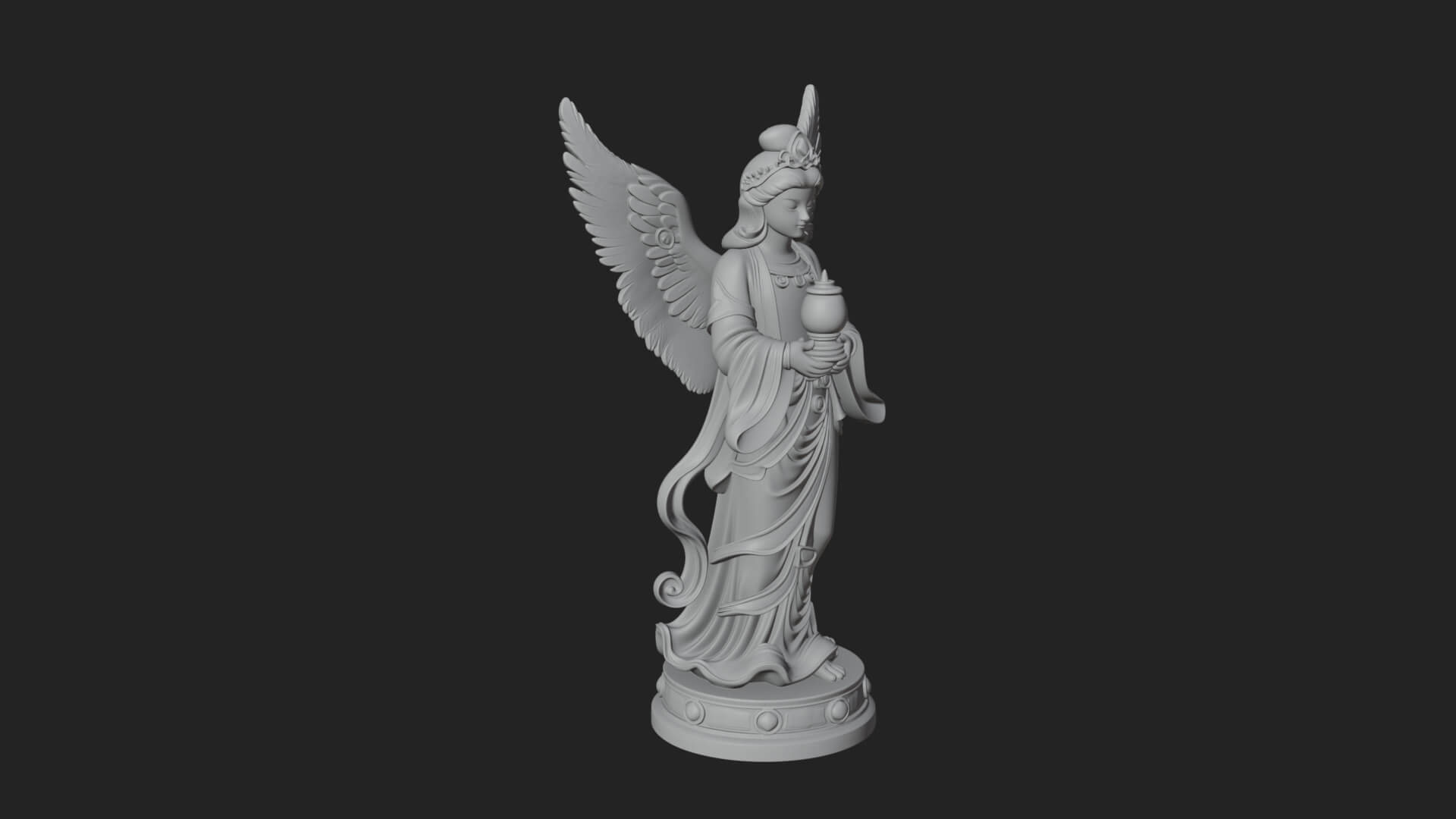 Winged Angel Woman Statue Design 20 3D Print Model 3D Model