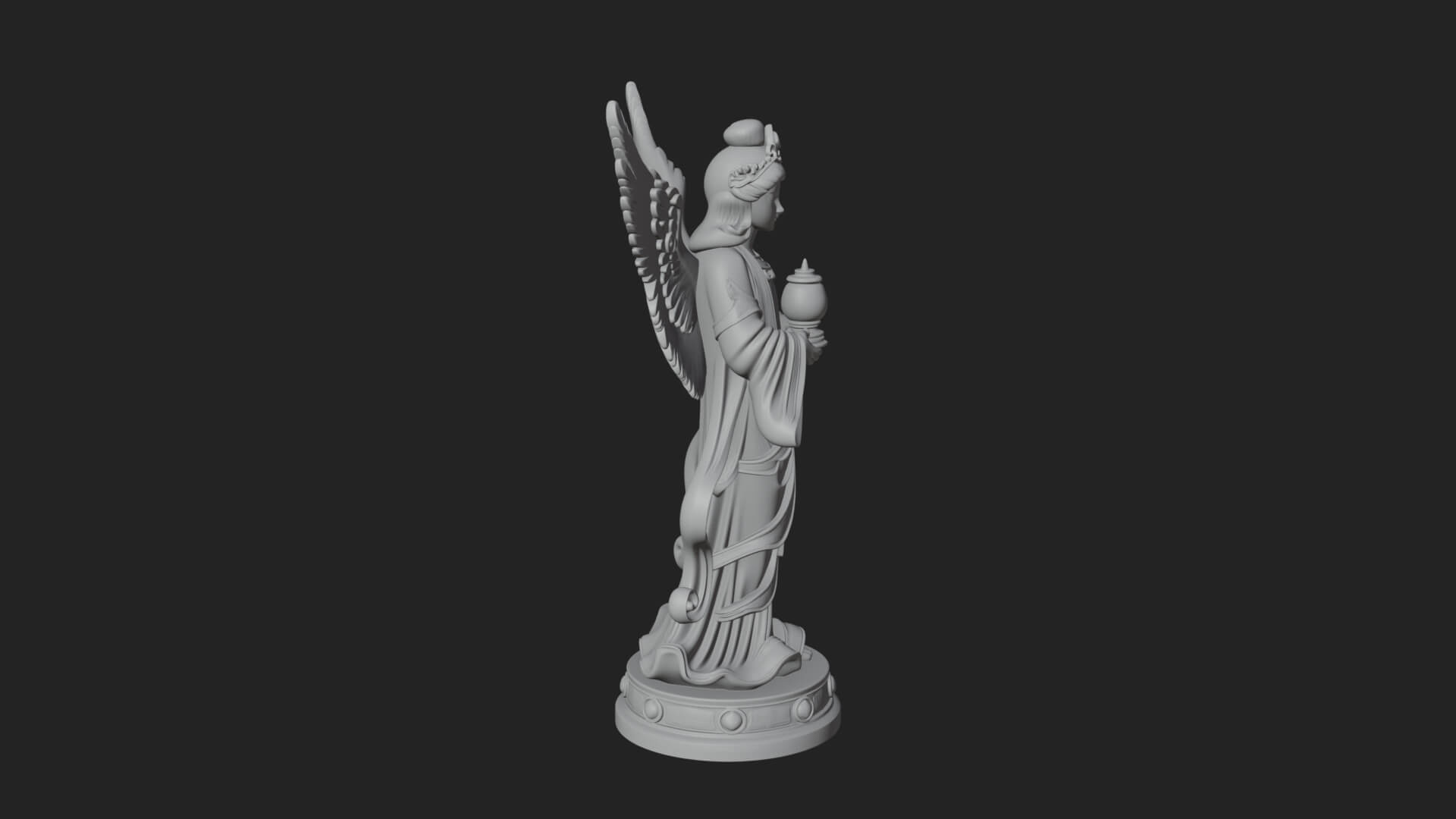 Winged Angel Woman Statue Design 20 3D Print Model 3D Model