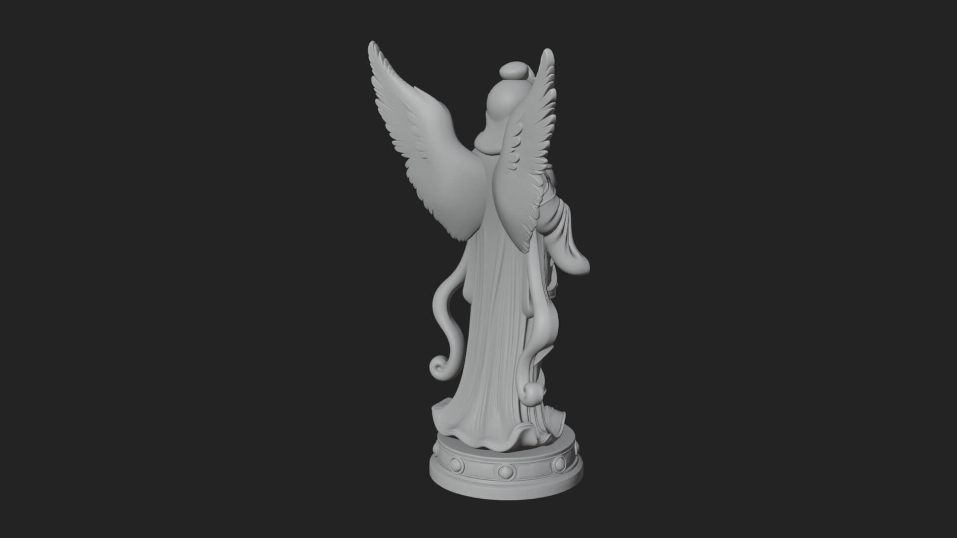 Winged Angel Woman Statue Design 20 3D Print Model 3D Model