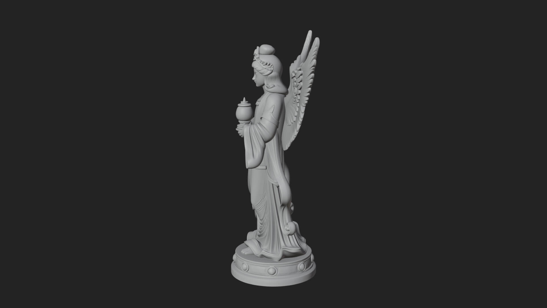 Winged Angel Woman Statue Design 20 3D Print Model 3D Model