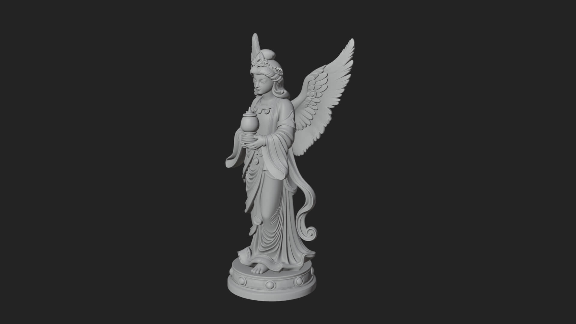 Winged Angel Woman Statue Design 20 3D Print Model 3D Model