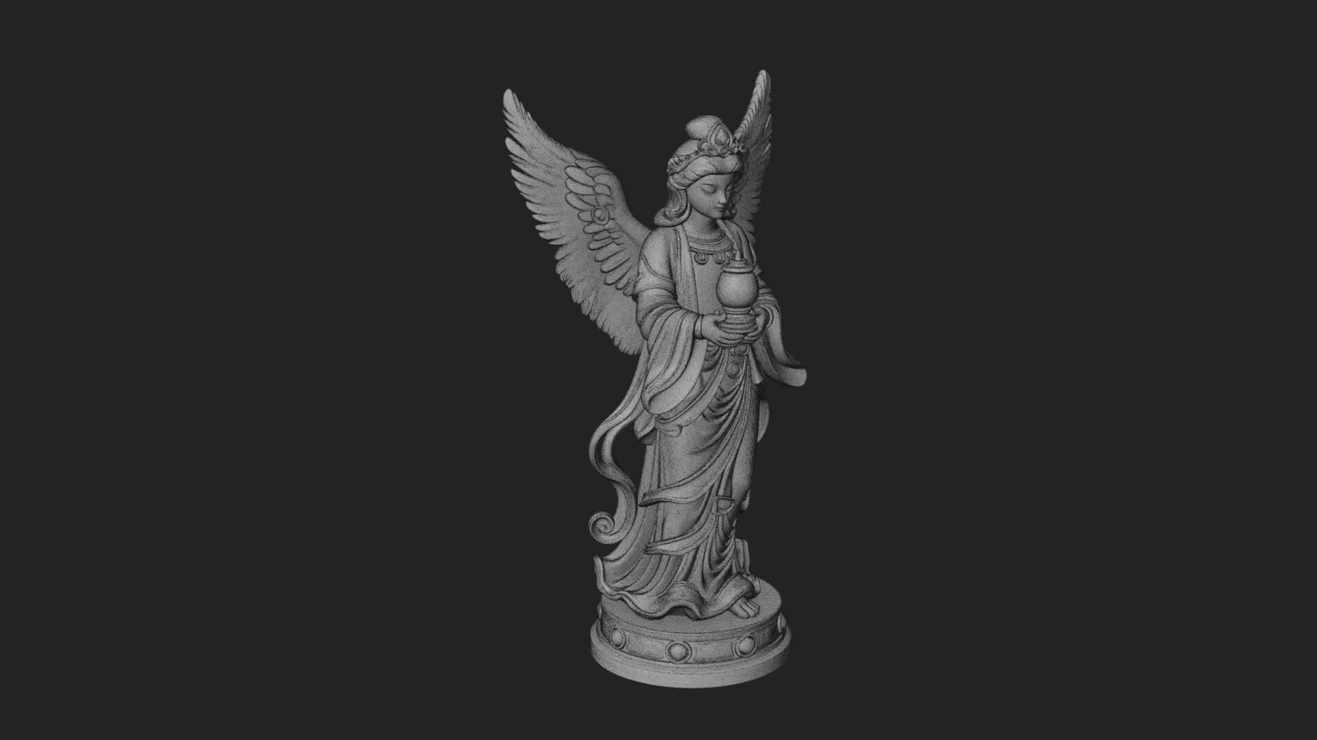 Winged Angel Woman Statue Design 20 3D Print Model 3D Model