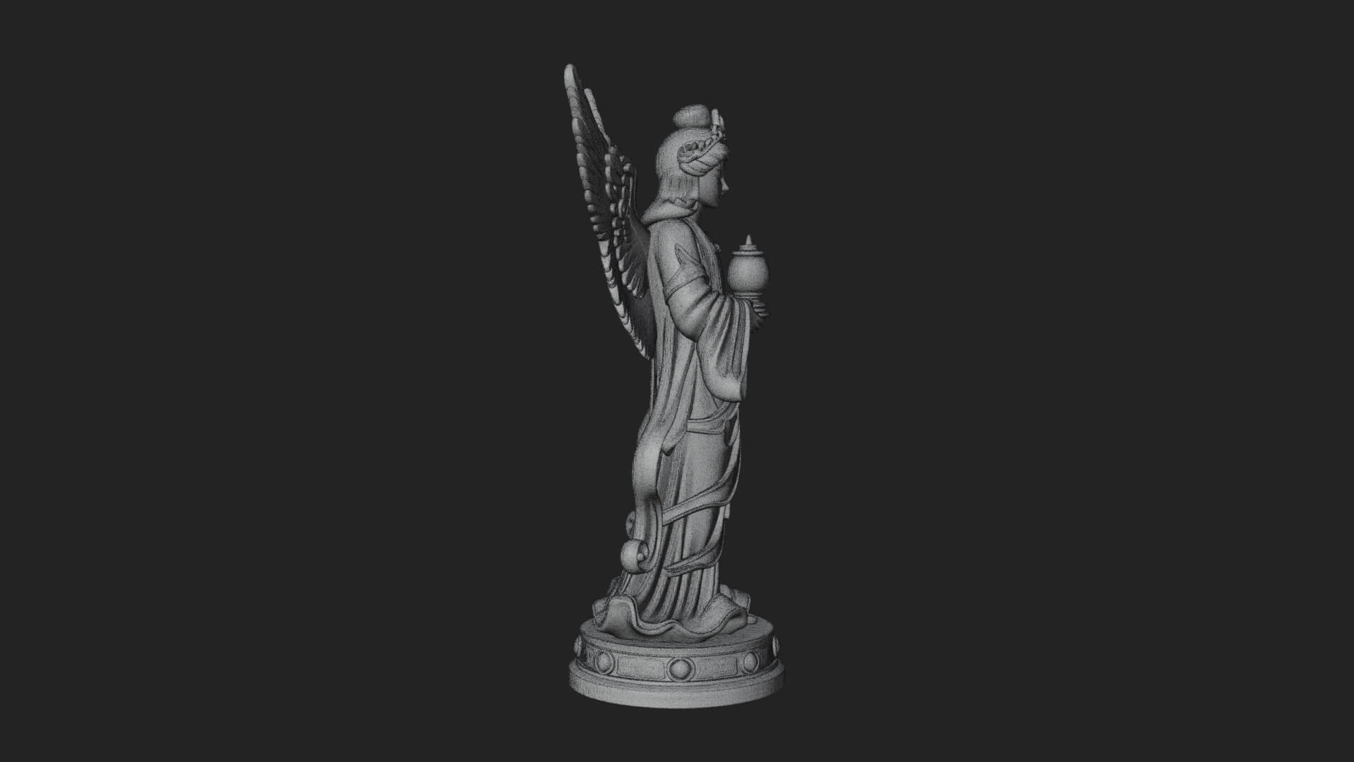 Winged Angel Woman Statue Design 20 3D Print Model 3D Model
