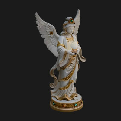 Winged Angel Woman Statue Design 20 3D Print Model