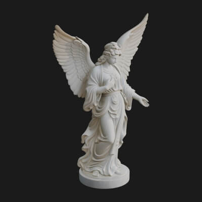 Winged Angel Woman Statue Design 7 3D Print Model