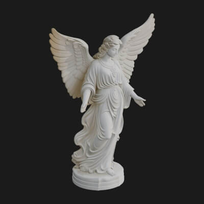 Winged Angel Woman Statue Design 9 3D Print Model