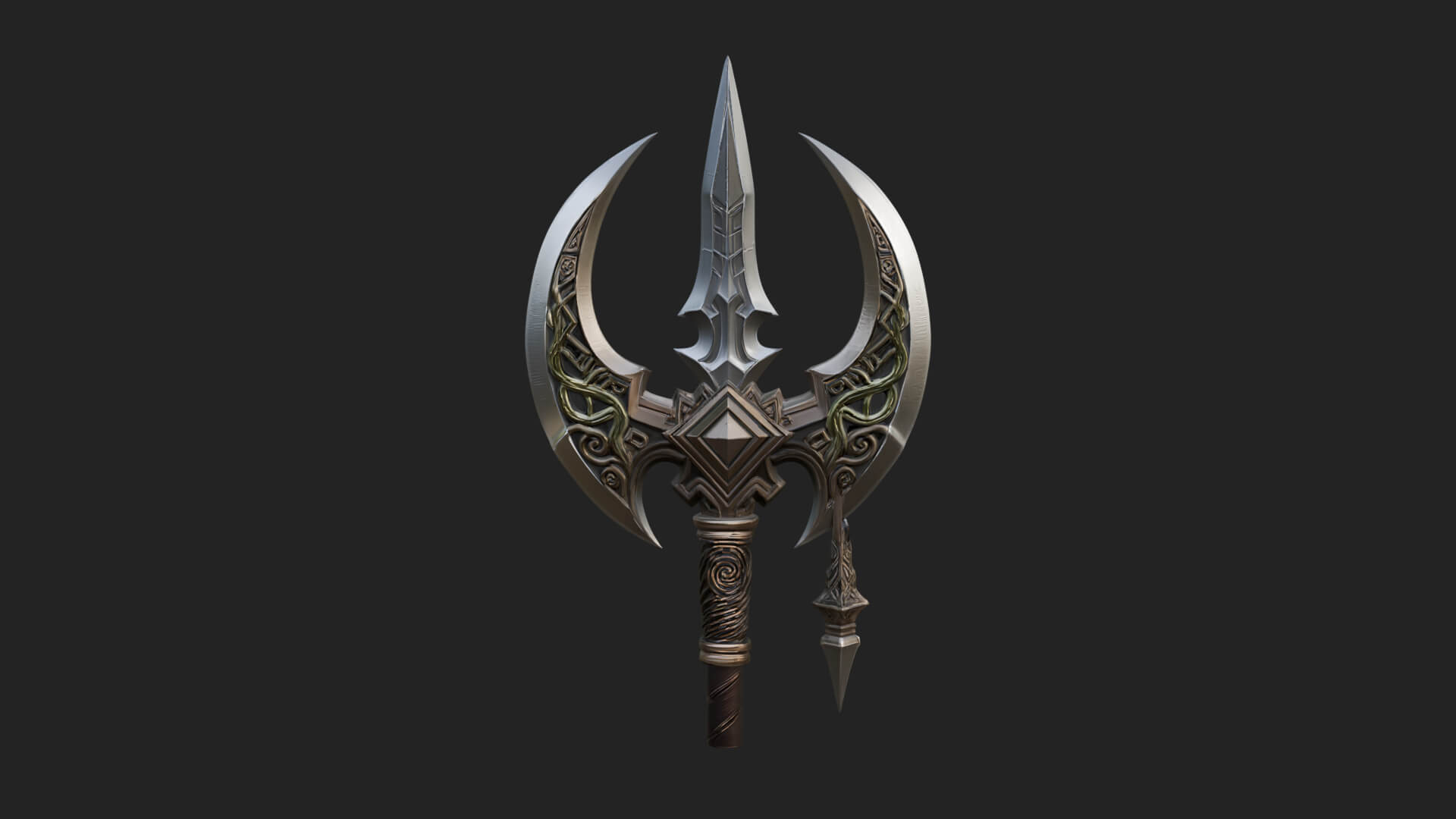 Winged Blade Halberd Model Design 1 3D Print Model 3D Model