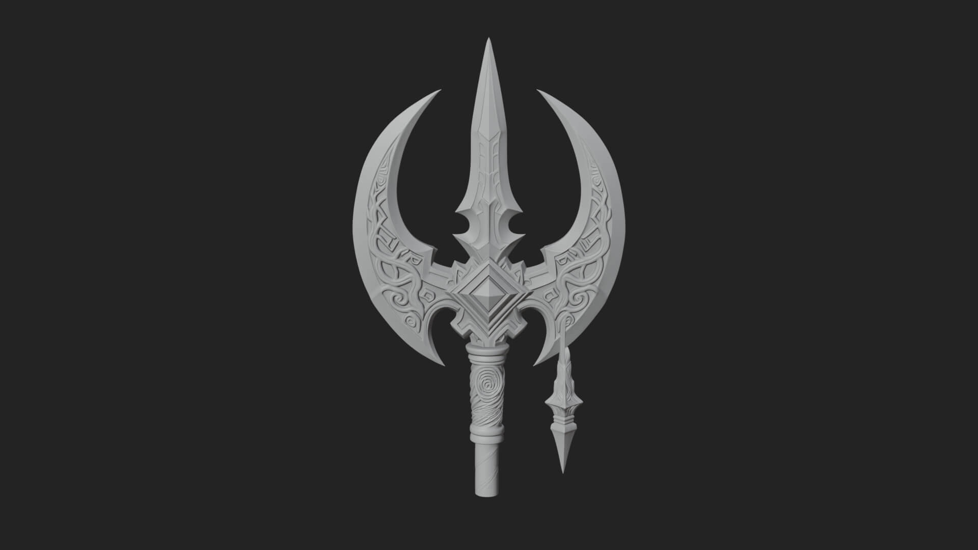 Winged Blade Halberd Model Design 1 3D Print Model 3D Model