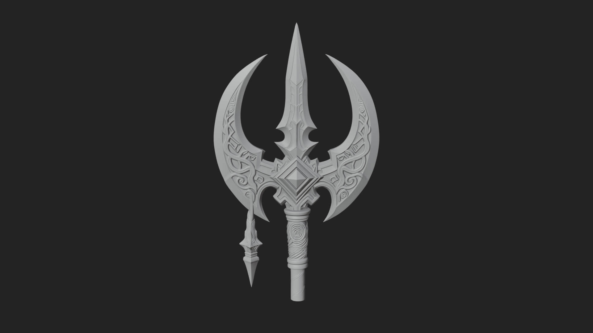 Winged Blade Halberd Model Design 1 3D Print Model 3D Model