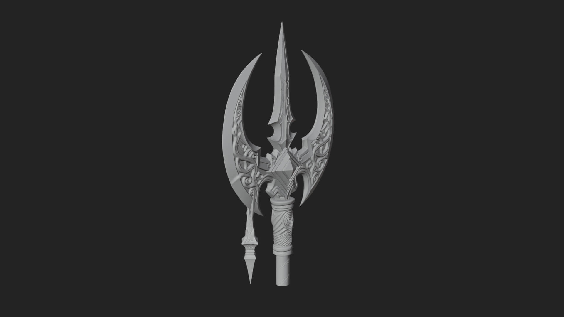 Winged Blade Halberd Model Design 1 3D Print Model 3D Model