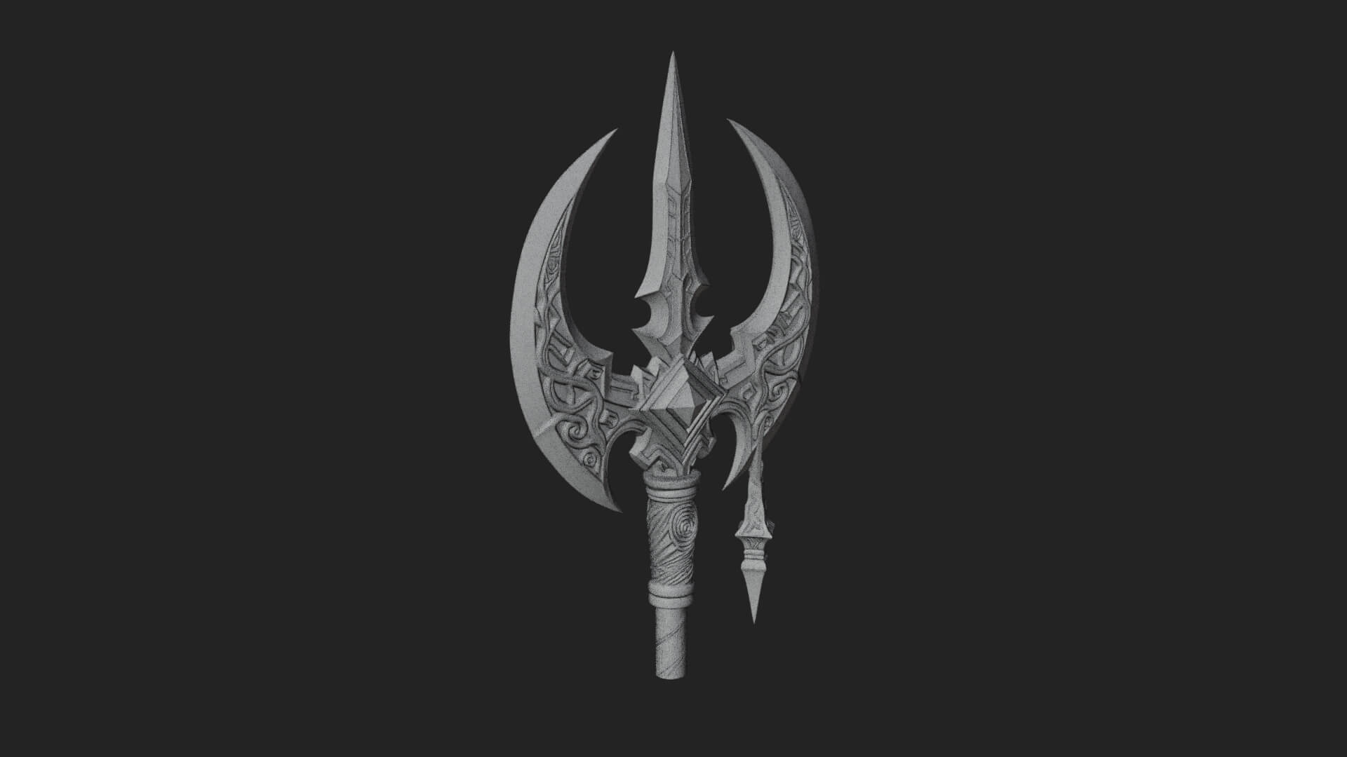 Winged Blade Halberd Model Design 1 3D Print Model 3D Model