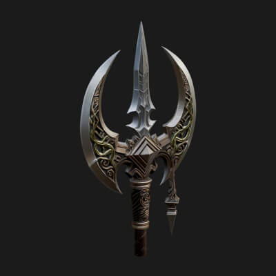 Winged Blade Halberd Model Design 1 3D Print Model