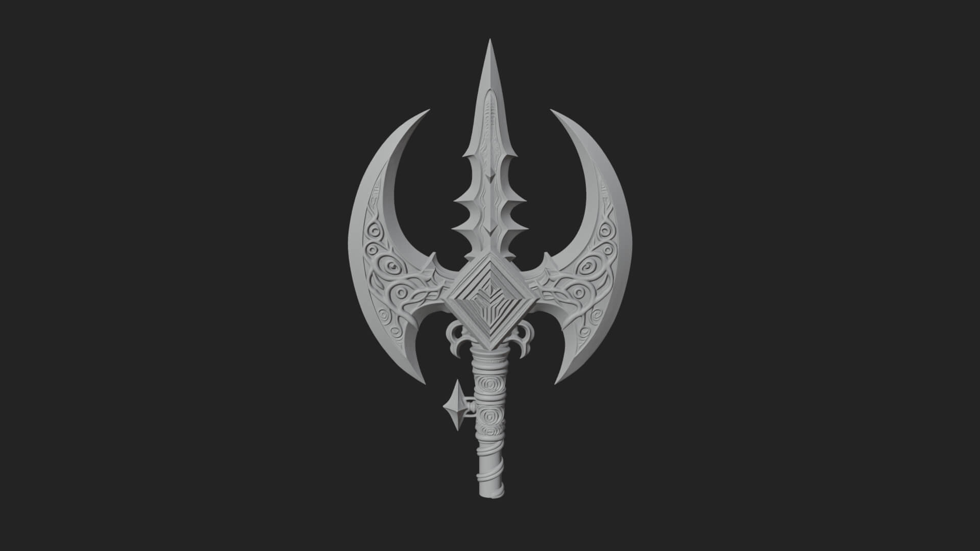 Winged Blade Halberd Model Design 2 3D Print Model 3D Model