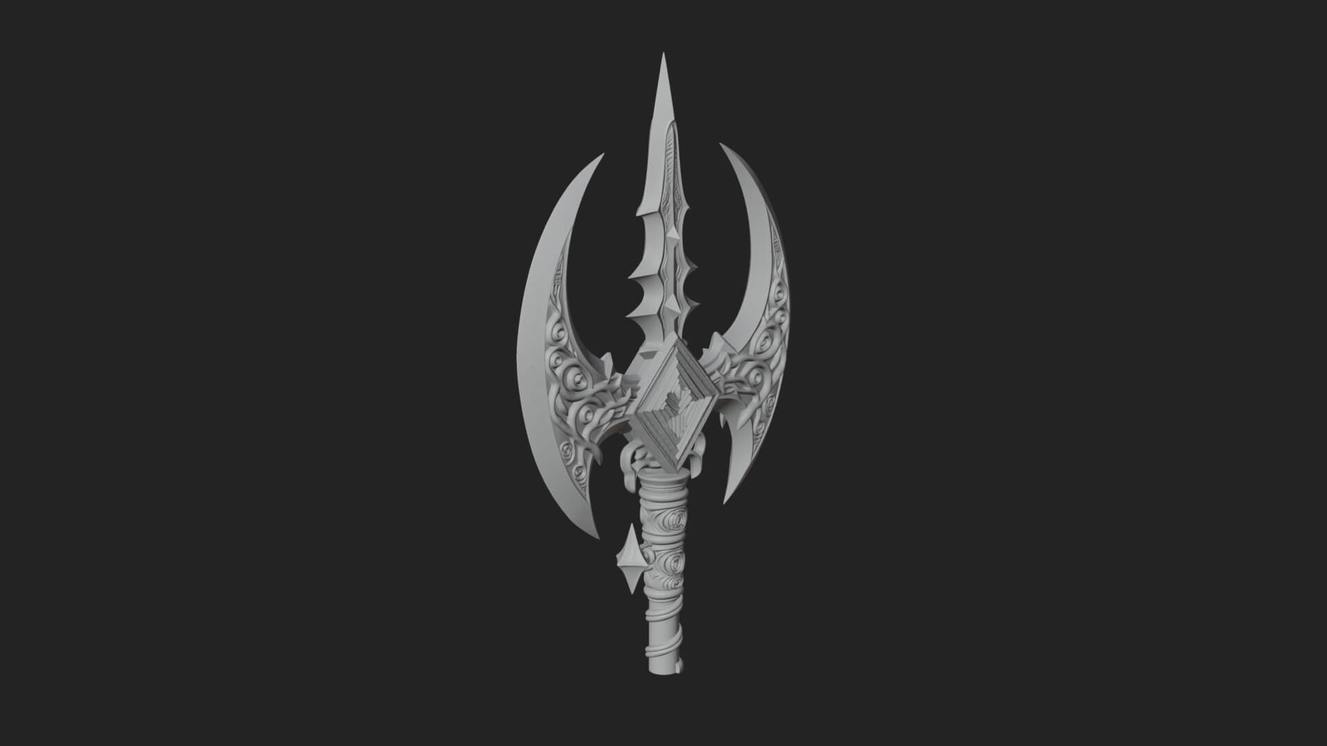 Winged Blade Halberd Model Design 2 3D Print Model 3D Model