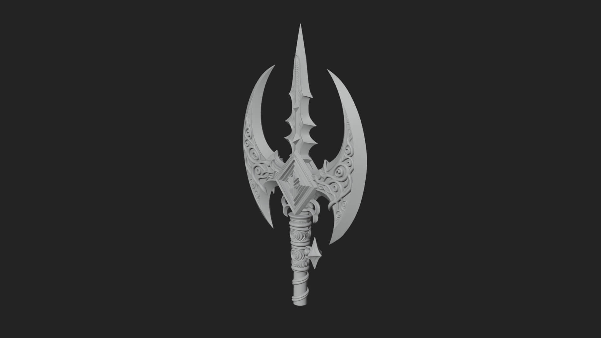 Winged Blade Halberd Model Design 2 3D Print Model 3D Model