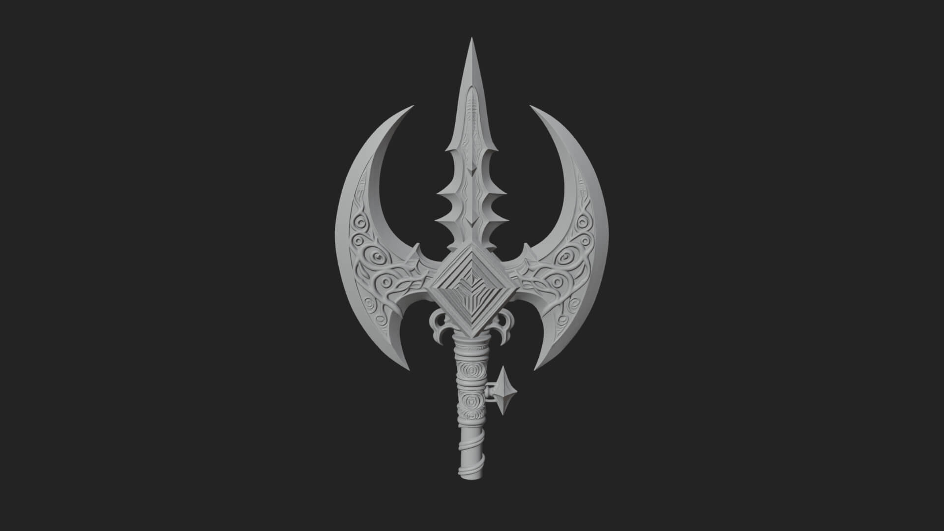 Winged Blade Halberd Model Design 2 3D Print Model 3D Model